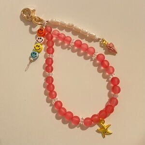 Beaded colorful gold key chain